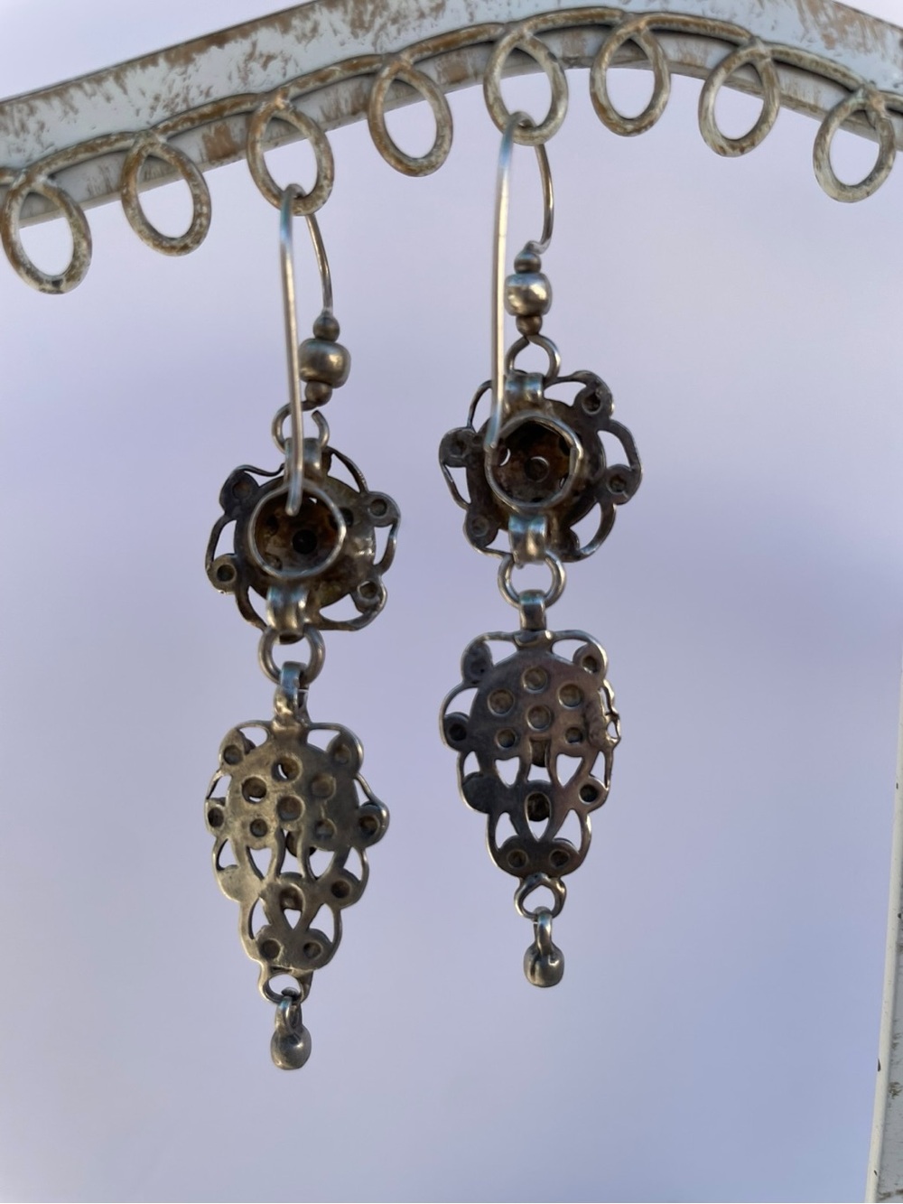 Vintage Silver Multi-Drop Beaded Dangle Earrings - Picture 5 of 6